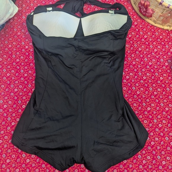 Seafolly Sorrento Boyleg Retro Swimsuit Pin Up Halter Stripe Black White Size 8 - Picture 4 of 8